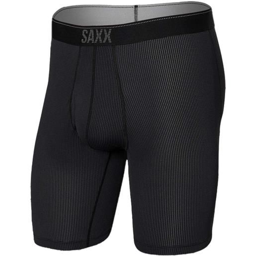 Saxx Underwear - boxer traspirante - quest long leg fly black ii per uomo - taglia s, m, l, xl - nero