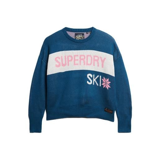 Superdry - maglione collo alto - retro ski knit jumper true indigo per donne - taglia s, m, l - blu