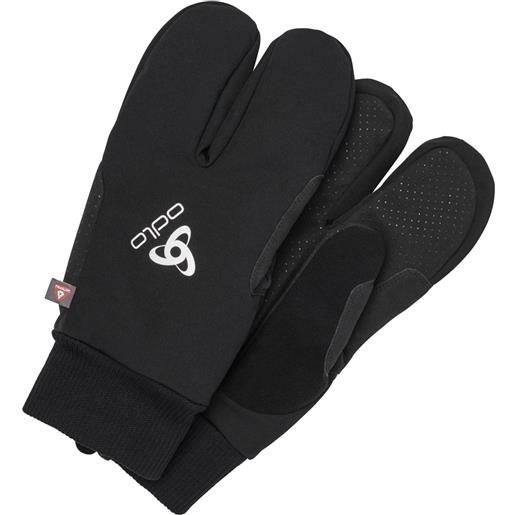Odlo - guanti da sci di fondo antivento in prima. Loft® - gloves full finger finnfjord x-warm black in pelle - taglia s, m, l - nero
