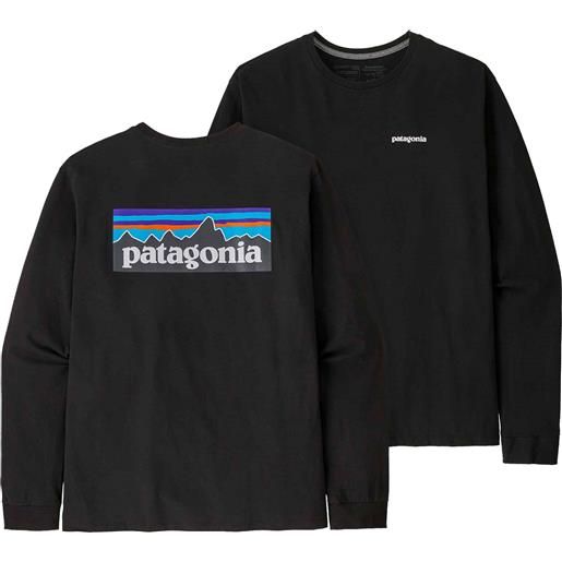 Patagonia - maglia a maniche lunghe con stampa dietro - m's l/s p-6 logo responsibili-tee black per uomo in cotone - taglia l, xl, xxl, m, s - nero