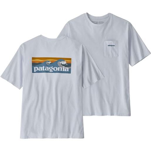 Patagonia - t-shirt maniche 50% cotone riciclato - m's boardshort logo pocket responsibili-tee white per uomo - taglia xl - bianco