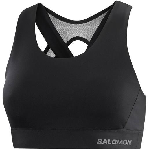 Salomon - reggiseno sportivo bi-materiale - cross run bra w deep black per donne - taglia xs, s, m, l - nero
