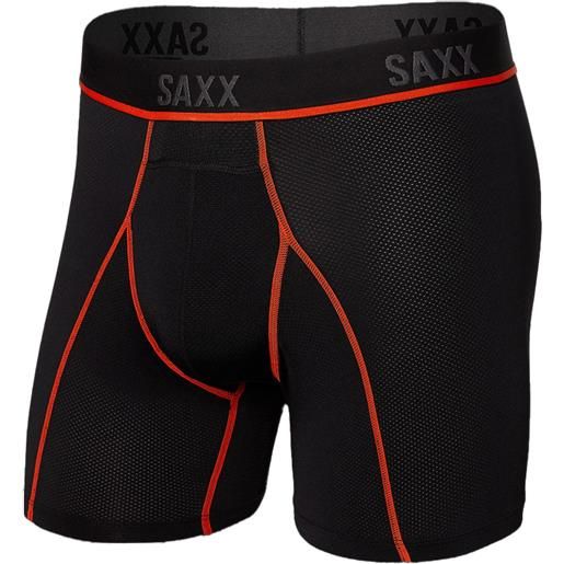 Saxx Underwear - boxer a compressione leggera - kinetic hd boxer brief black/vermillion per uomo - taglia s, m, l, xl, xxl - nero