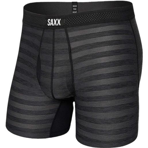 Saxx Underwear - boxer traspiranti - hot shot boxer brief fly m black heather per uomo - taglia s, m, l, xl - nero