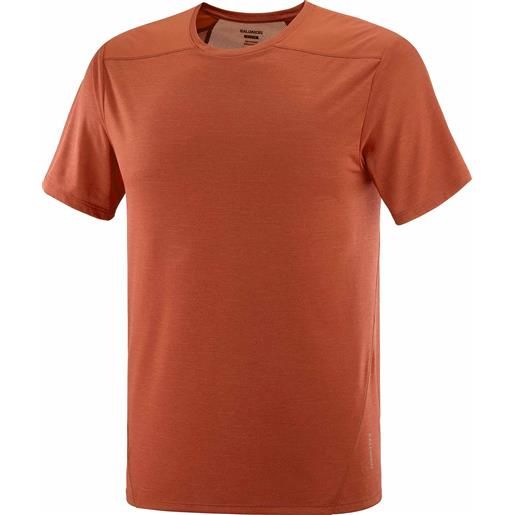 Salomon - t-shirt da trekking traspirante - outline ss tee m red dahlia per uomo - taglia m - rosso