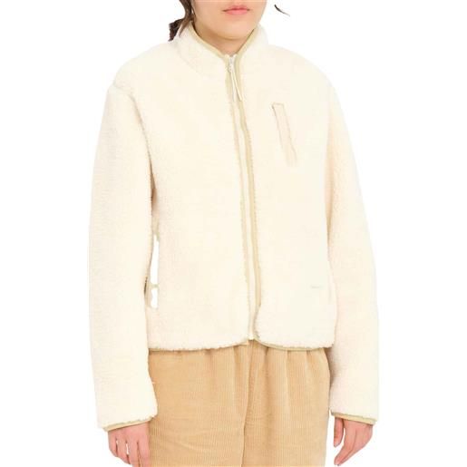 Volcom - morbida e calda giacca di pile - wuzer fuzzar cloud per donne in cotone - taglia xs, s - bianco