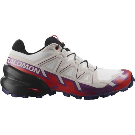 Salomon - scarpe da trail running - speedcross 6 w white/sparkling grape/fiery red per donne - taglia 3,5 uk, 4 uk, 4,5 uk, 5 uk, 5,5 uk, 6 uk, 6,5 uk, 7 uk - bianco