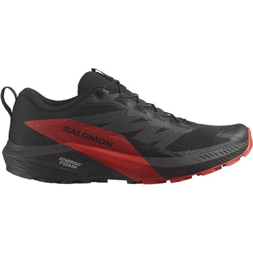 Salomon - scarpe da trail/running - sense ride 5 black/fiery red/black per uomo - taglia 7 uk, 7,5 uk, 8,5 uk, 9,5 uk, 10,5 uk, 11,5 uk - nero