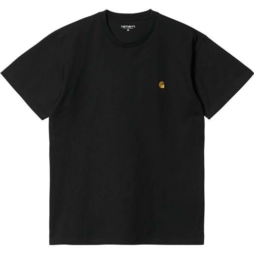 Carhartt - t-shirt in cotone - s/s chase t-shirt black / gold per uomo - taglia xs, s, m, l, xl - nero