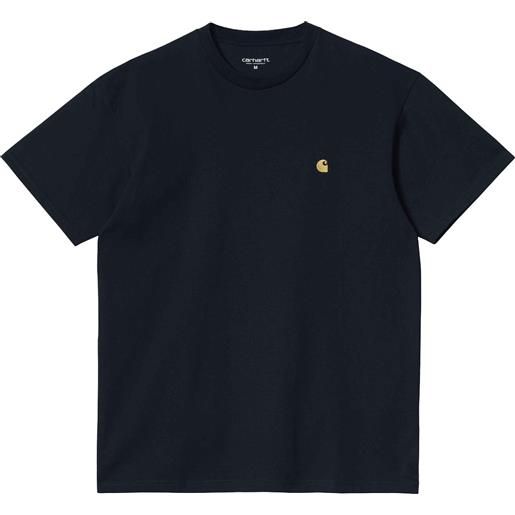 Carhartt - t-shirt in cotone - s/s chase t-shirt dark navy / gold per uomo - taglia xs, s, m, l - blu navy