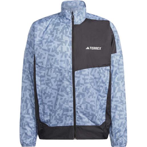 Adidas - giacca antivento da trail/running - trail wind jacket blue dawn per uomo in pelle - taglia s, m, l, xl