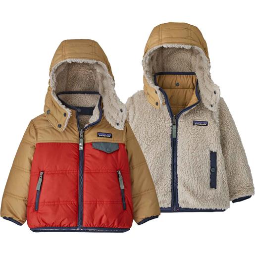 Patagonia - giacca reversibile - baby reversible tribbles hoody touring red in pelle - taglia bambino 12 m, 18 m, 2a, 3a - rosso