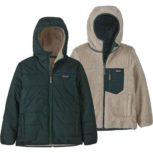 Patagonia - giacca reversibile con cappuccio - k's reversible ready freddy hoody northern green in poliestere riciclato - taglia l - verde