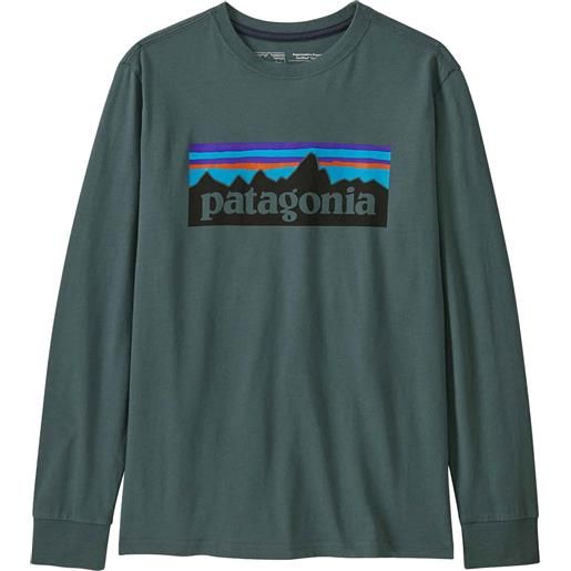 Patagonia - t-shirt in cotone organico - k's l/s regenerative organic crtd cotton p-6 t-shirt nouveau green in cotone - taglia m, l, xl - verde