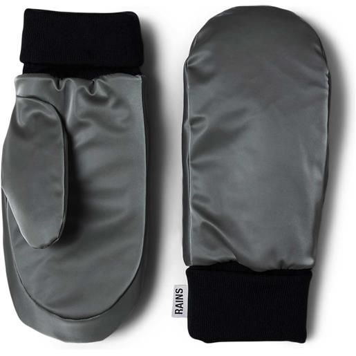 Rains - muffole calde e impermeabili - alta puffer mittens metallic grey per uomo - taglia m, l - grigio