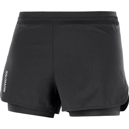 Salomon - shorts con boxer integrati - cross 2in1 short w deep black per donne - taglia xs, m, l - nero