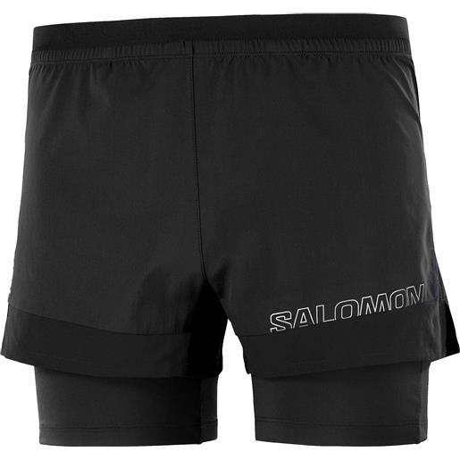 Salomon - shorts con boxer integrati - cross 2in1 shorts m deep black per uomo - taglia s, m, l, xxl - nero