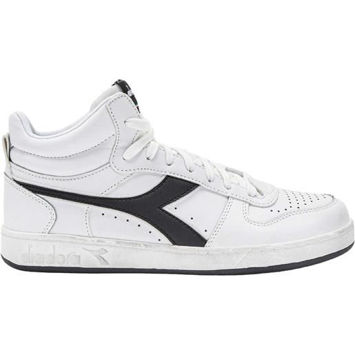 Diadora - sneakers media altezza - magic icona white white black per uomo in pelle - taglia 41,42,43,44,45 - bianco