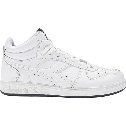 Diadora - sneaker altezza media - magic icona white white white per uomo in pelle - taglia 37,38,39,40,41,42,43,44 - bianco