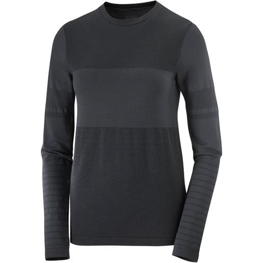 Salomon - maglietta a maniche lunghe tecnica e termoregolatrice - sntial wool ls top w deep black per donne - taglia xs, s, m - nero