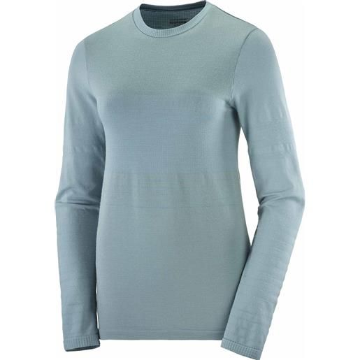 Salomon - t-shirt con lunghe maniche termoregolatrice - sntial wool ls top w citadel per donne - taglia xs, l - blu