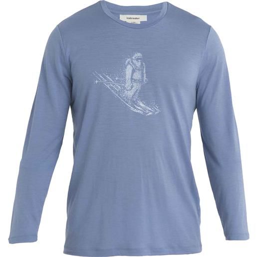 Icebreaker - t-shirt tecnica a maniche lunghe - men merino tech lite ii ls tee skiing yeti kyanite per uomo - taglia s, m, l - blu