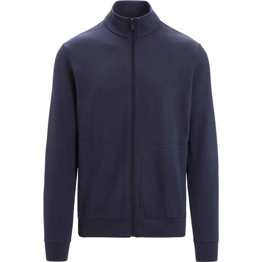 Icebreaker - giacca in lana merino e cotone biologico - men merino central classic ls zip midnight navy per uomo in cotone - taglia s, m - blu navy