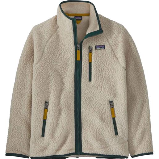 Patagonia - giacca di pile a collo alto - k's retro pile jkt dark natural w/northern green - taglia bambino xs, m - beige