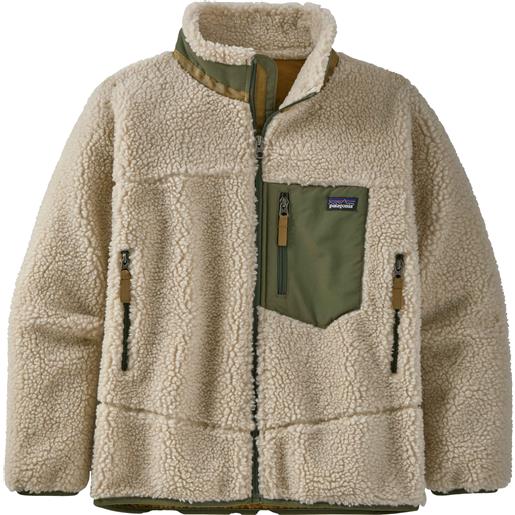 Patagonia - giacca in pile felpato con finitura antivento - k's retro-x jkt natural w/coriander brown in pelle - taglia bambino xs, s, m, l - beige