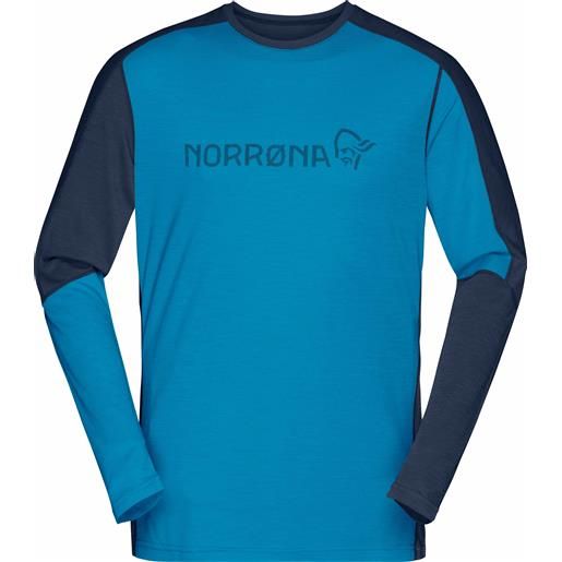 Norrona - t-shirt a maniche lunghe - falketind equaliser merino round neck m's hawaiian surf/indigo night per uomo - taglia s, m, l, xl - kaki
