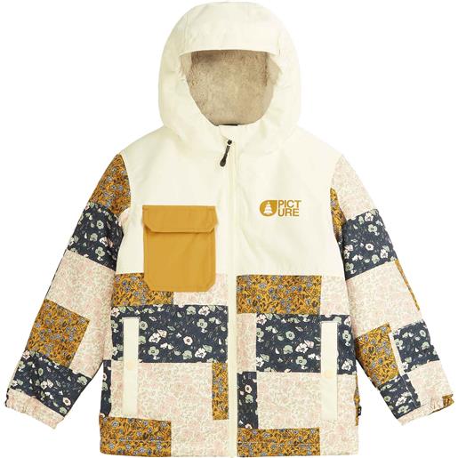 Picture Organic Clothing - giacca impermeabile e traspirante - snowy printed jkt patchwork in pelle - taglia bambino 3a - beige