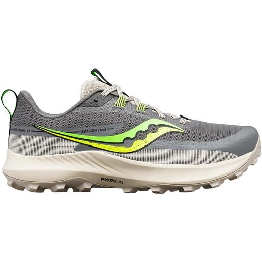 Saucony - chaussures de trail - peregrine 13 gravel / slime per uomo - taglia 44.5 - grigio