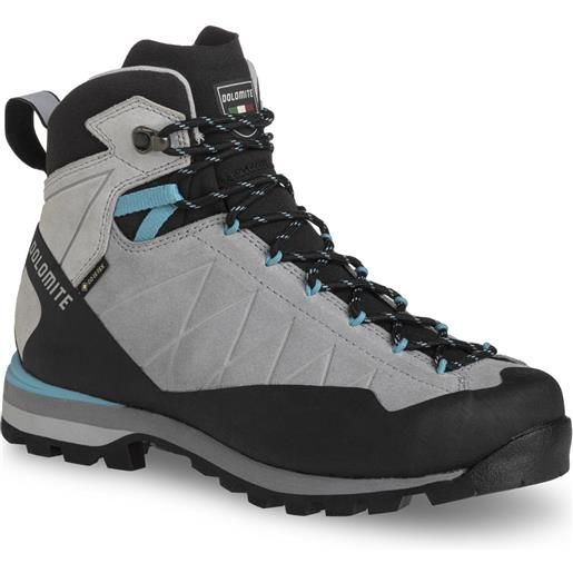 Dolomite - scarpe da arrampicata - crodarossa w's hi gtx aluminium grey / capri blue per donne in pelle - taglia 4 uk, 4,5 uk, 5 uk, 5,5 uk - grigio