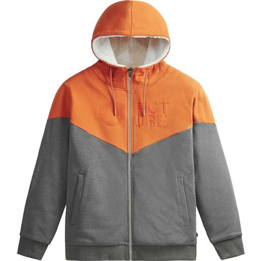 Picture Organic Clothing - felpa con cappuccio in cotone biologico - basement plush zip hoodie red clay dark grey per uomo - taglia s, m, l, xl - arancione