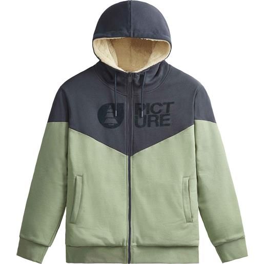 Picture Organic Clothing - felpa con cappuccio in cotone biologico - basement plush zip hoodie dark blue green sp per uomo - taglia xxl - verde