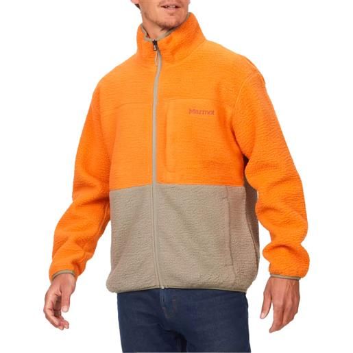 Marmot - giacca in pile - aros fleece jacket tangelo/vetiver per uomo in poliestere riciclato - taglia s, m, l, xl - arancione