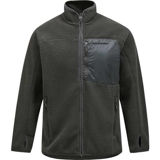 Peak Performance - giacca di pile calda - m pile zip jacket olive extreme per uomo in poliestere riciclato - taglia m, xl - kaki