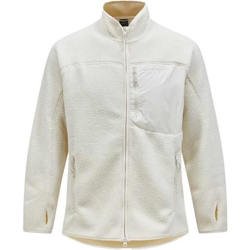 Peak Performance - giacca di pile calda - m pile zip jacket vintage white per uomo in poliestere riciclato - taglia xl - bianco