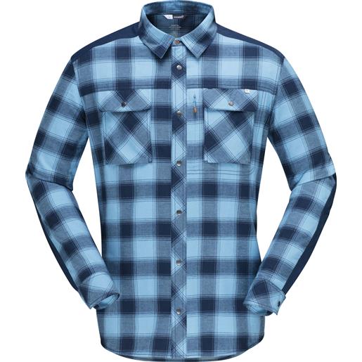 Norrona - camicia in lana merino - svalbard flannel shirt m's heritage blue/indigo night per uomo in cotone - taglia s, m