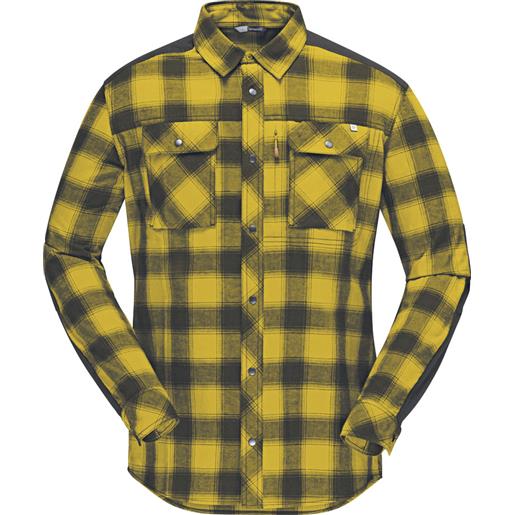 Norrona - camicia in flanella - svalbard flannel shirt m's golden palm per uomo in cotone - taglia s, m, xs - giallo