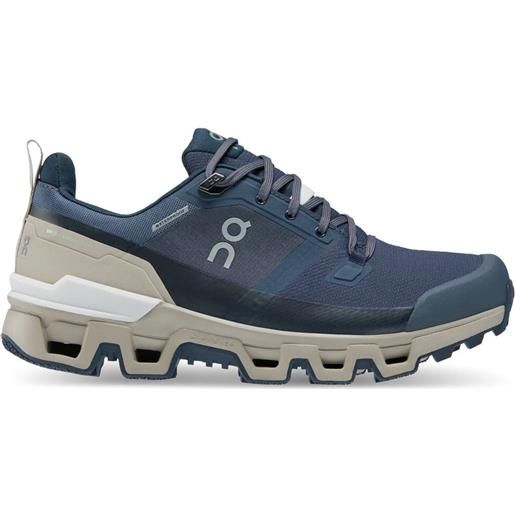 On - scarpe per trekking di un giorno - cloudwander waterproof w navy / desert per donne - taglia 5 us, 5,5 us, 6,5 us - blu