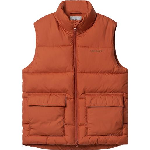 Carhartt - piumino smanicato in piuma sintetica - springfield vest brick / beaver per uomo in nylon - taglia s, m - rosso