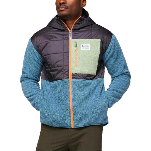 Cotopaxi - giacca di pile con cappuccio - trico hybrid hooded jacket graphite bluespruce per uomo in pelle - taglia l, xl