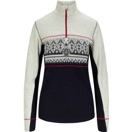 Dale of Norway - maglione con zip in lana merino - moritz fem basic sweater bleu marine per donne in lana vergine - taglia m, l, xl - bianco