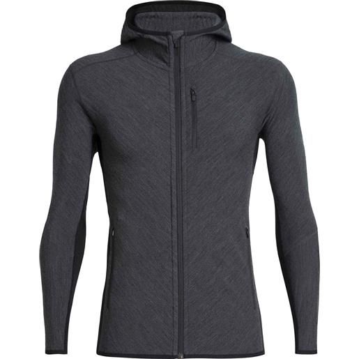 Icebreaker - giacca isolante in lana merino, 240 g/m² - mens descender ls zip hood jet heather/black per uomo in nylon - taglia s, xl - grigio