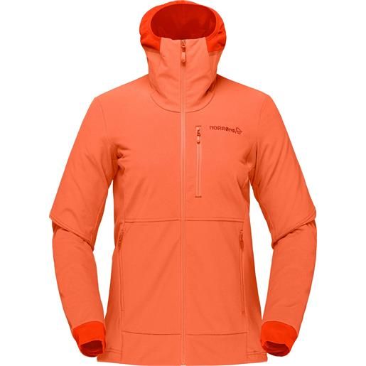 Norrona - giacca tecnica con cappuccio - lofoten hiloflex200 hood w's orange alert/arednalin per donne - taglia xs, s, m - arancione
