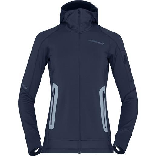 Norrona - giacca di pile tecnica - falketind power grid hood w's indigo night per donne - taglia xs, s, m - blu navy