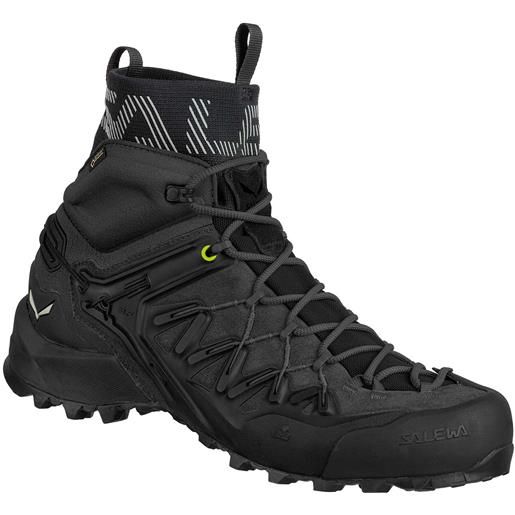 Salewa - scarpe da camminata mid con ghetta integrata - ms wildfire edge mid gtx black/black per uomo - taglia 9,5 uk, 10,5 uk - nero