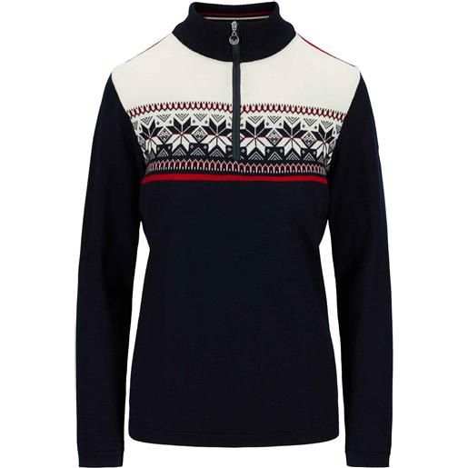 Dale of Norway - maglione in lana merino - liberg sweater w marine raspberry off white per donne in pelle - taglia l, xl - blu navy