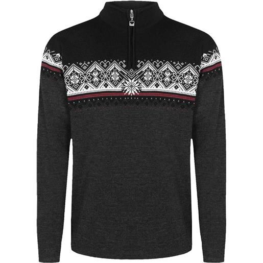 Dale of Norway - maglione con zip in lana merino - st. Moritz sweater dark charcoal/raspberry black/ off white per uomo in pelle - taglia s, m, l - grigio